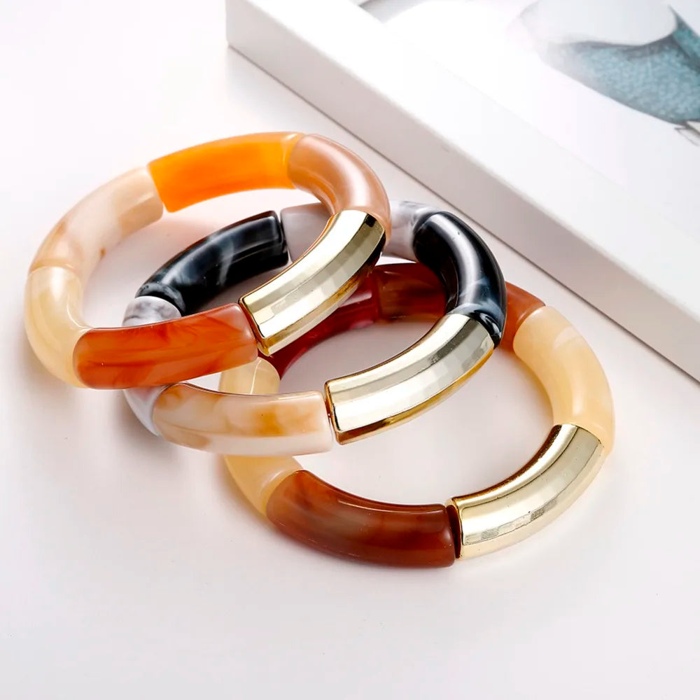 4PCS/Set Amber Bamboo Bracelet Bangles