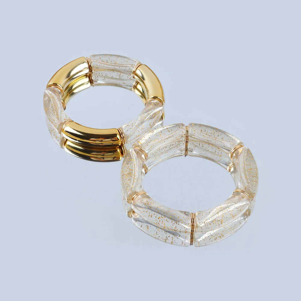 4PCS/Set Amber Bamboo Bracelet Bangles
