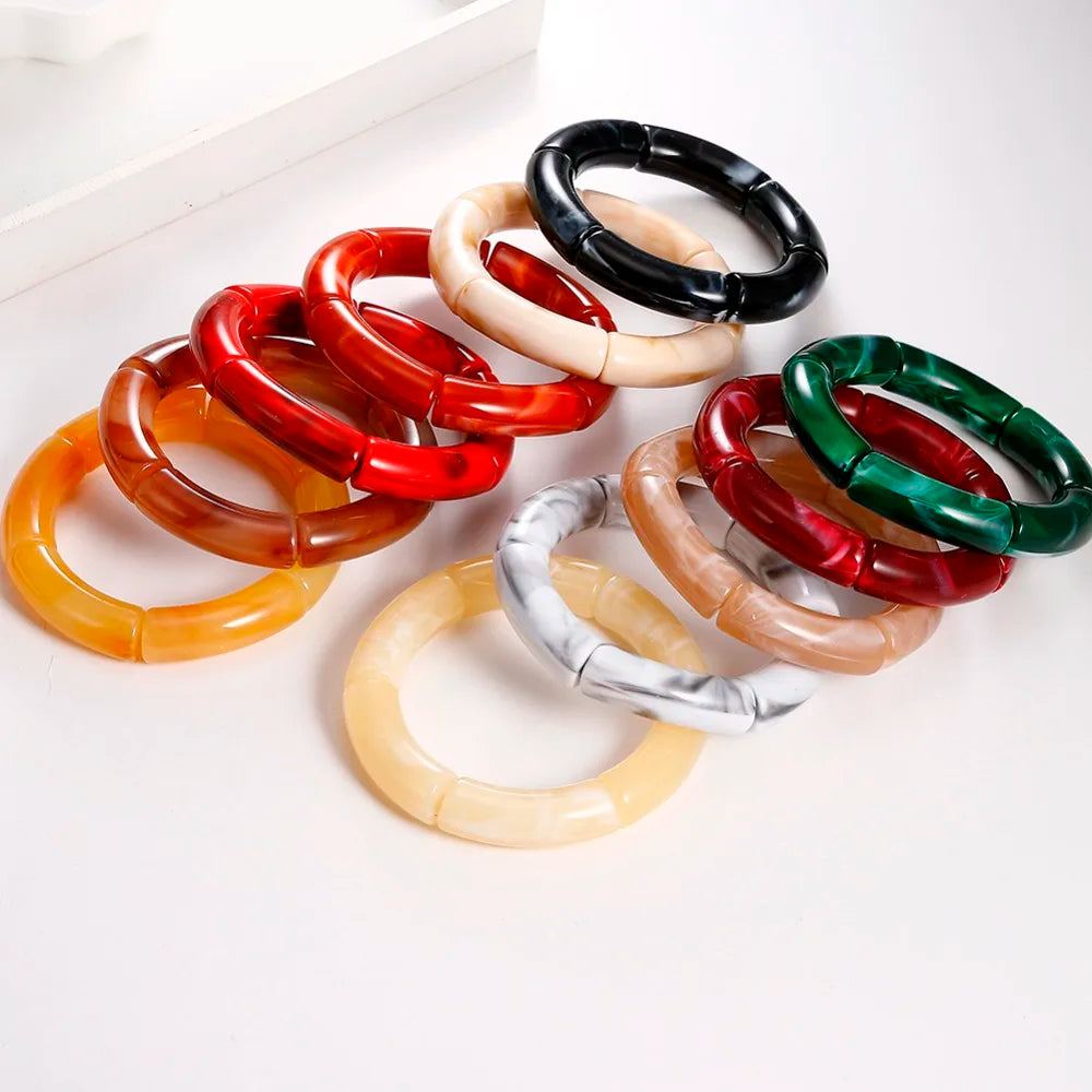 4PCS/Set Amber Bamboo Bracelet Bangles