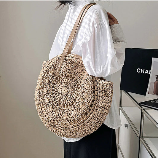 Round Straw Woman's Summer Handbag