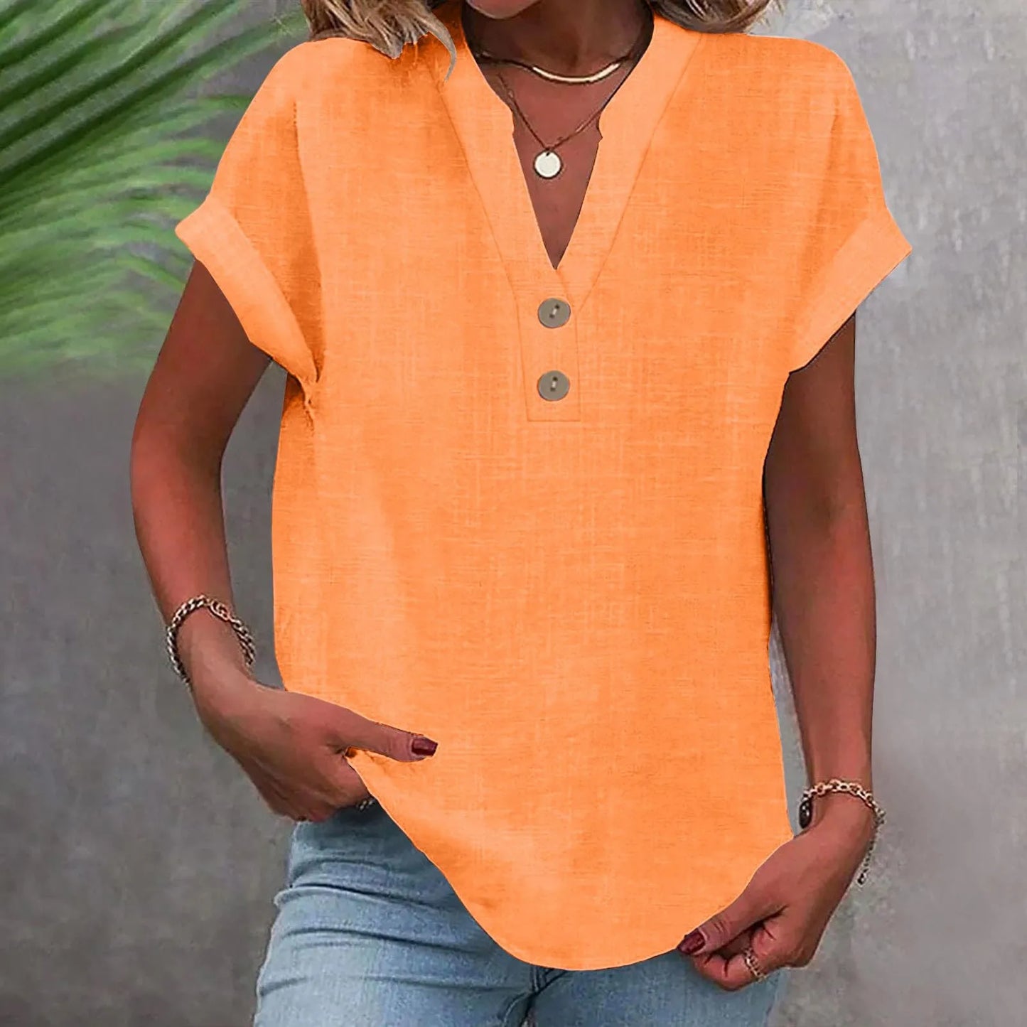 Cotton Linen V-neck Shirt