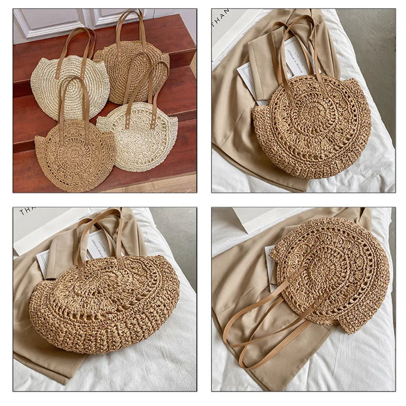 Round Straw Woman's Summer Handbag