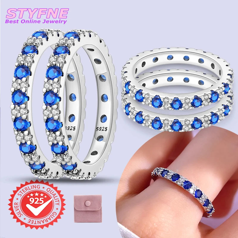 Women’s 925 Sterling Silver Blue Zircon Ring
