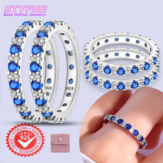 Women’s 925 Sterling Silver Blue Zircon Ring