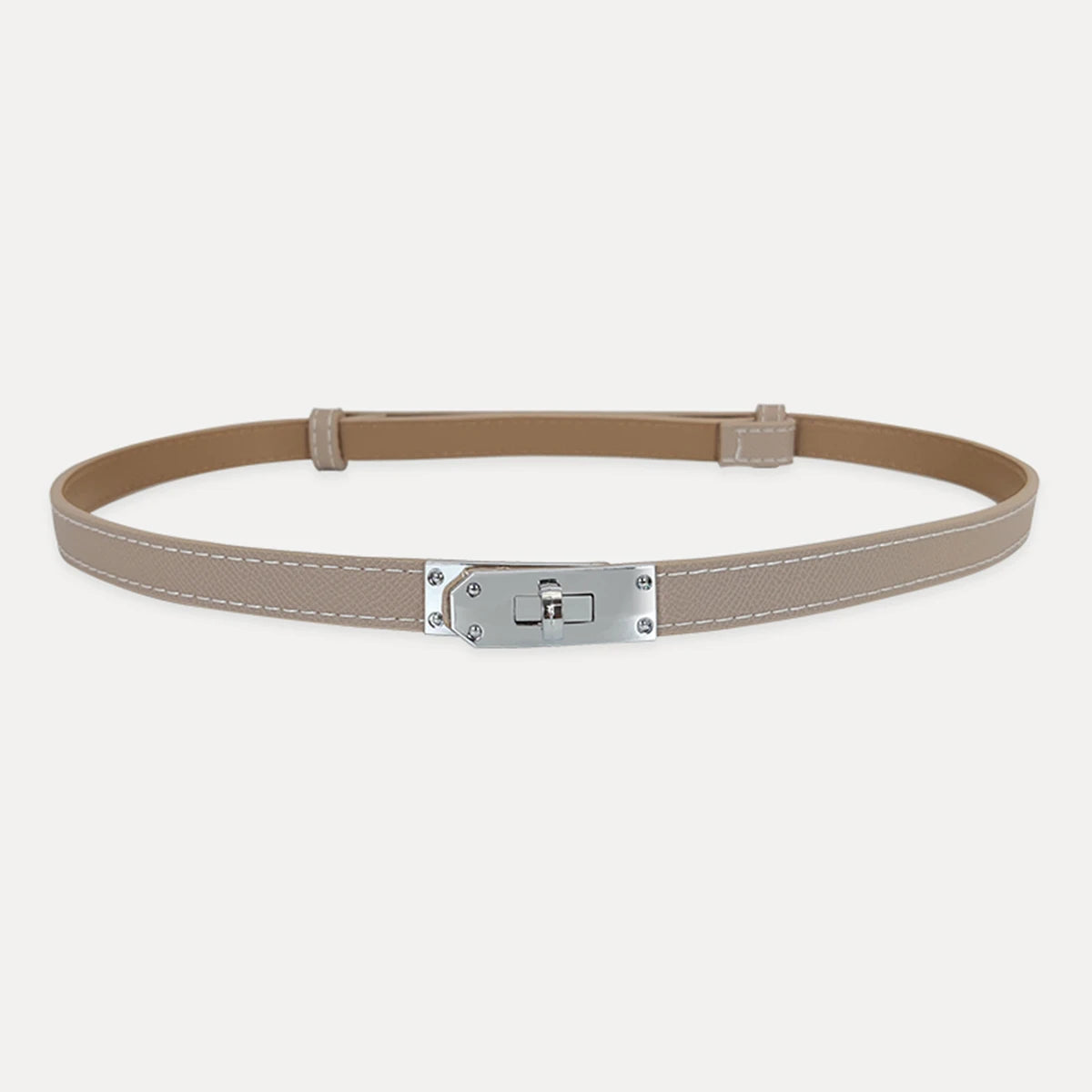Luxury Adjustable Thin PU Leather Belt with Metal Buckle