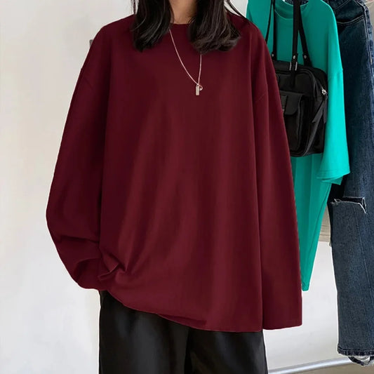 Cotton Long Sleeve Oversize Top