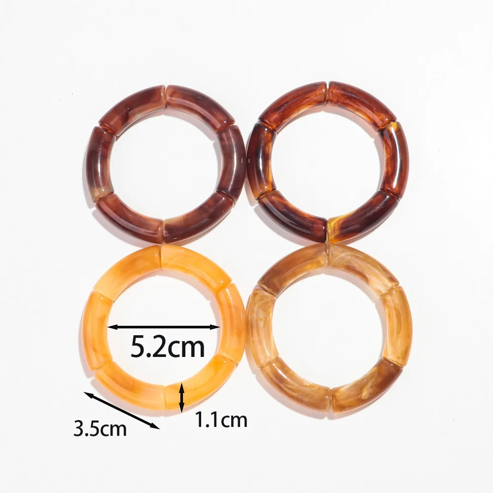 4PCS/Set Amber Bamboo Bracelet Bangles