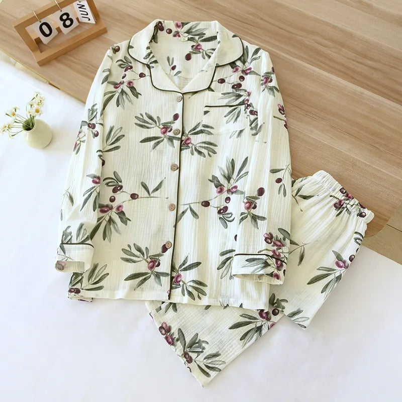 2025 Pajama Set 100% Cotton Crepe