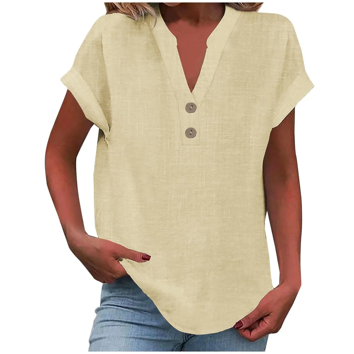 Cotton Linen V-neck Shirt