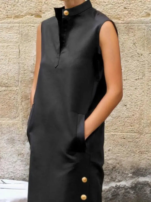 Yeezzi Split-Side Buttoned Dress