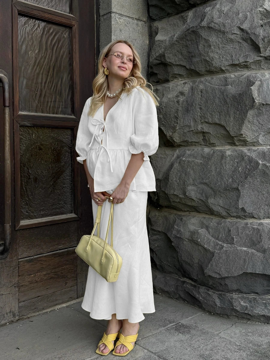 Bornladies 100% Cotton Shirt And Skirt Set