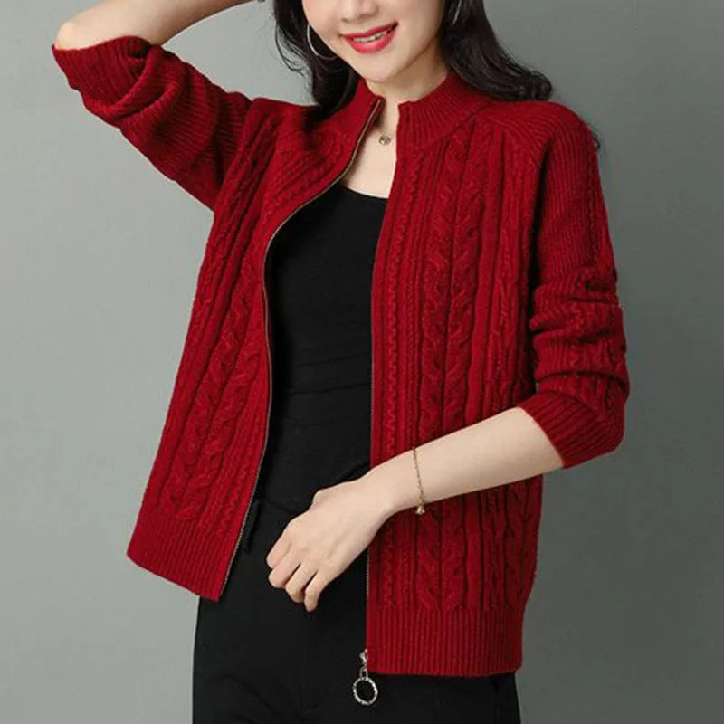 Zipper Knitted Cardigan Sweater
