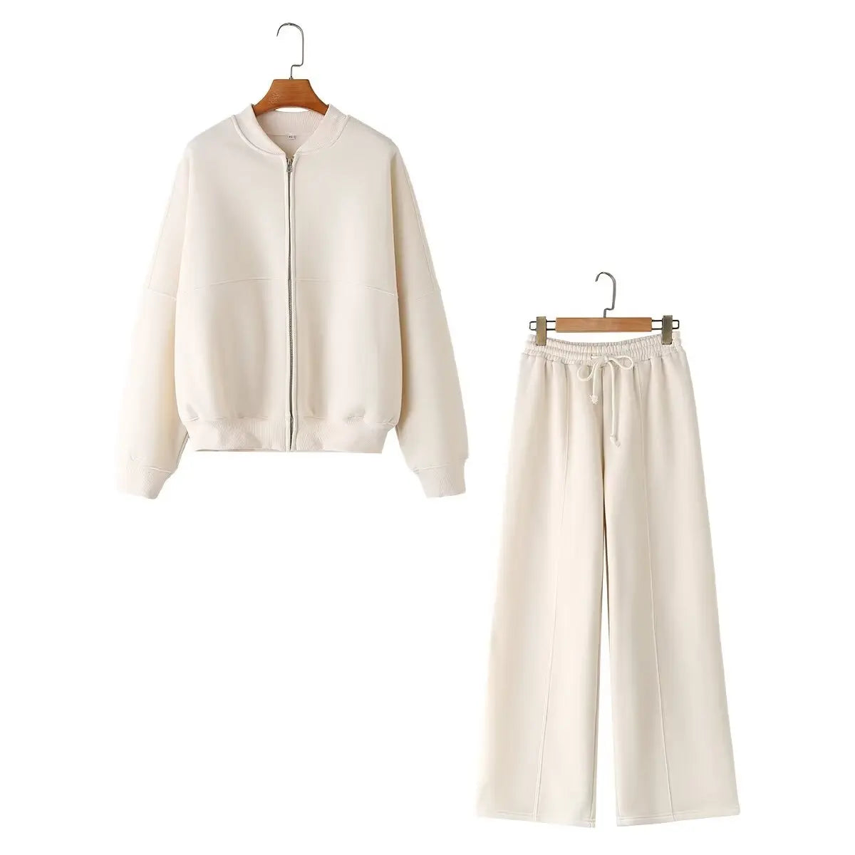 TRAFZA  Fall 2-Piece Bomber Jacket And Wide Leg Pants