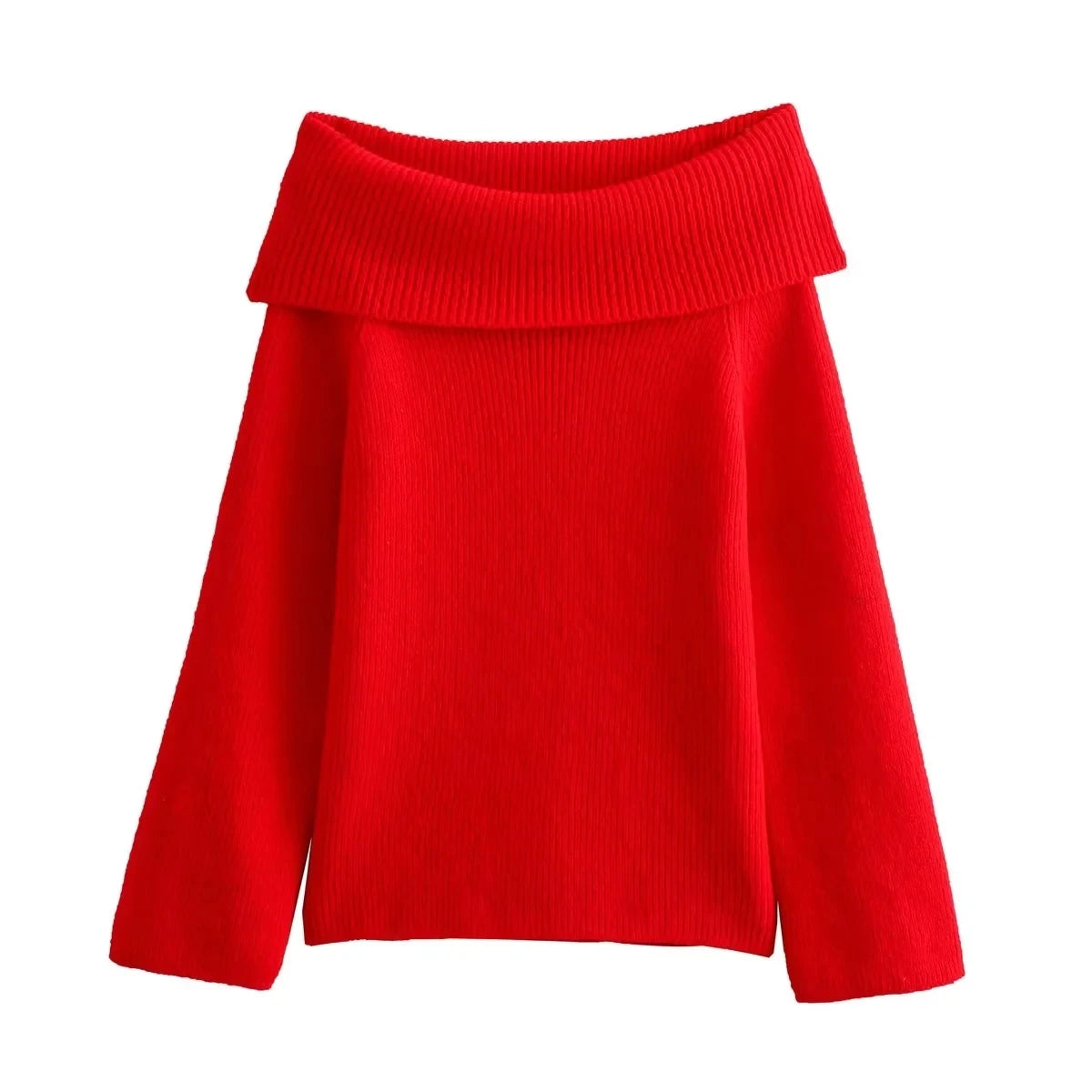 TRAFZA Off Shoulder Pullover Sweater