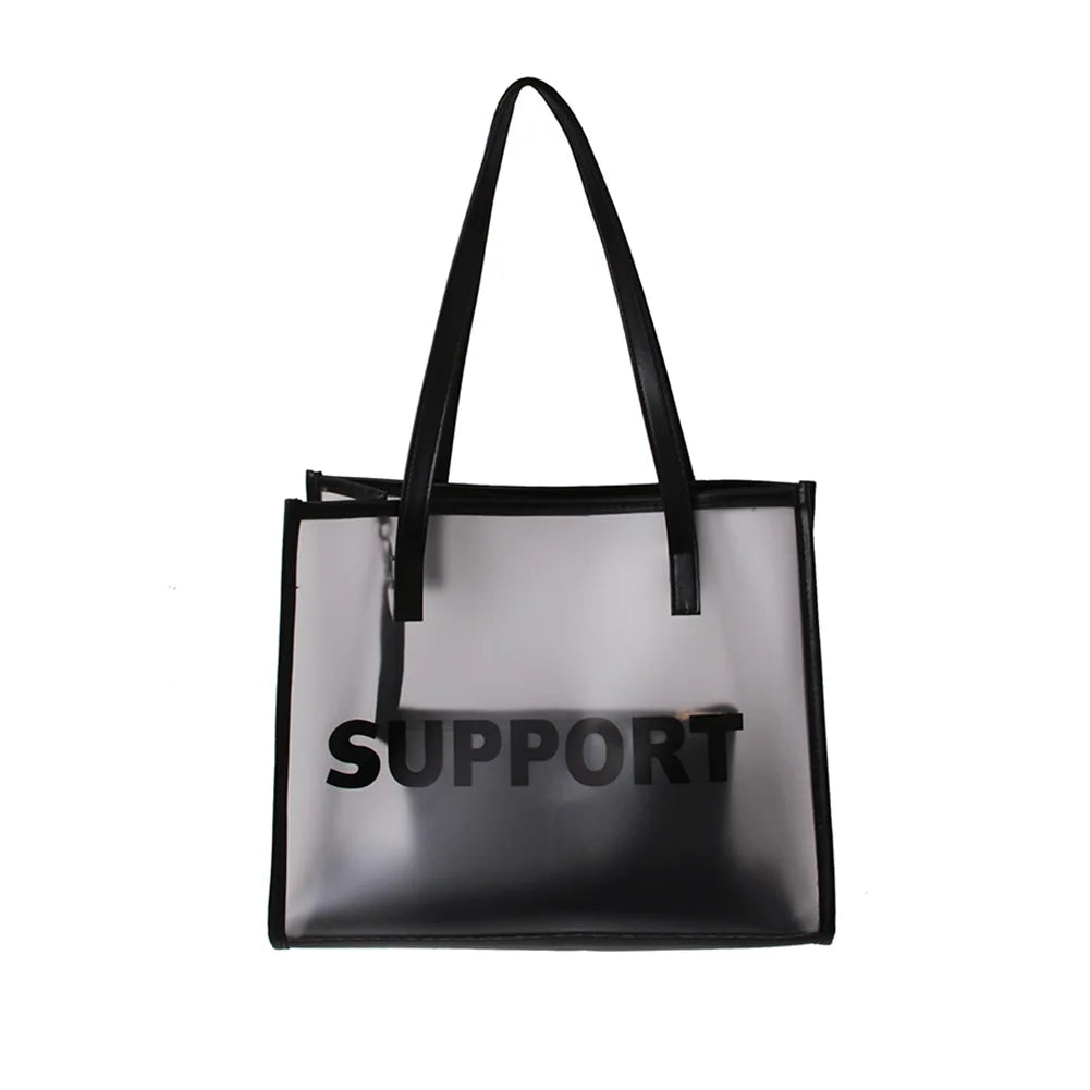 Clear PVC Tote Handbag with Zipper Pouch – Large Capacity