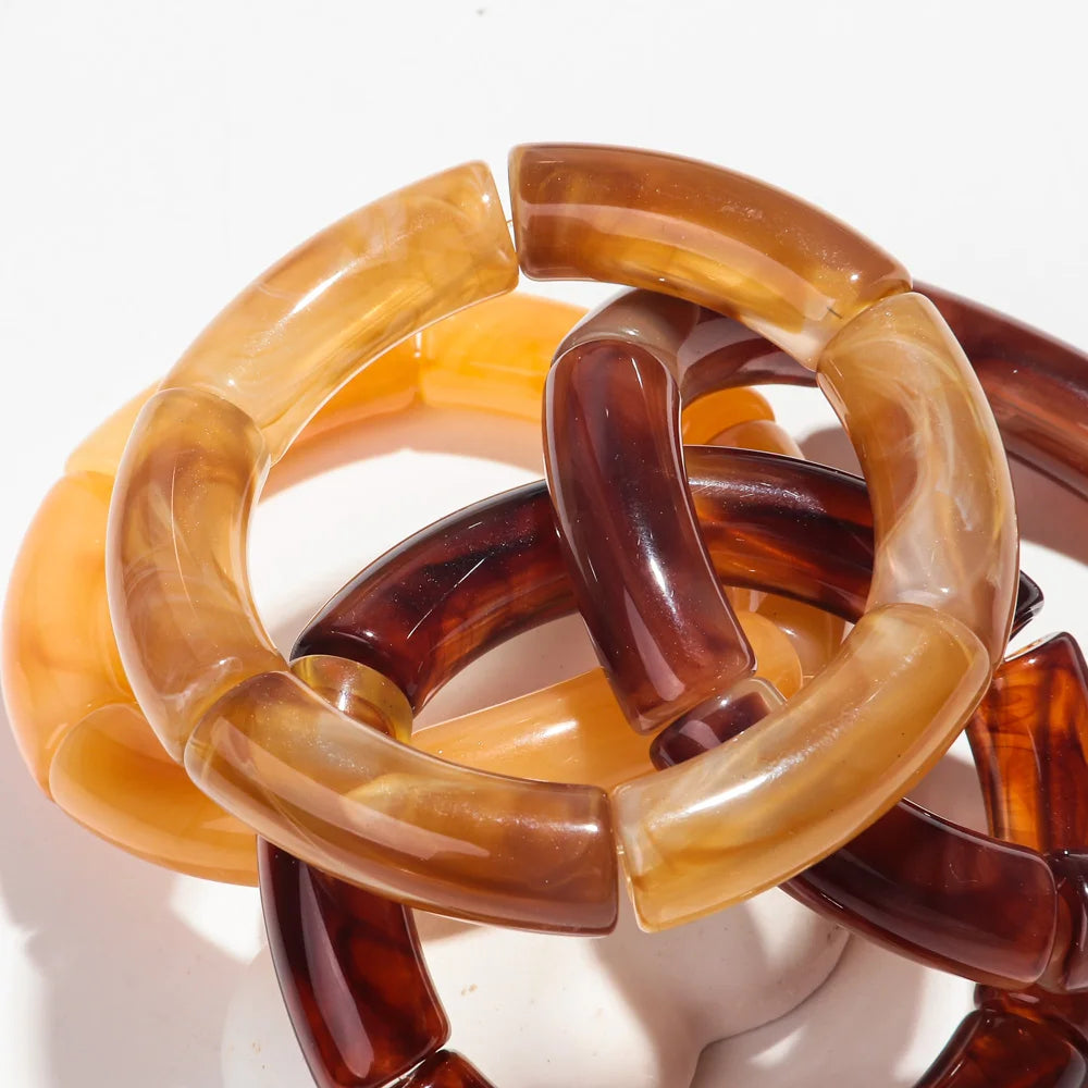 4PCS/Set Amber Bamboo Bracelet Bangles