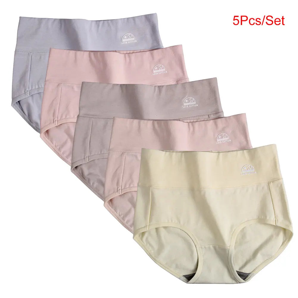 5PCS/Set High Waist Pure Cotton Panties