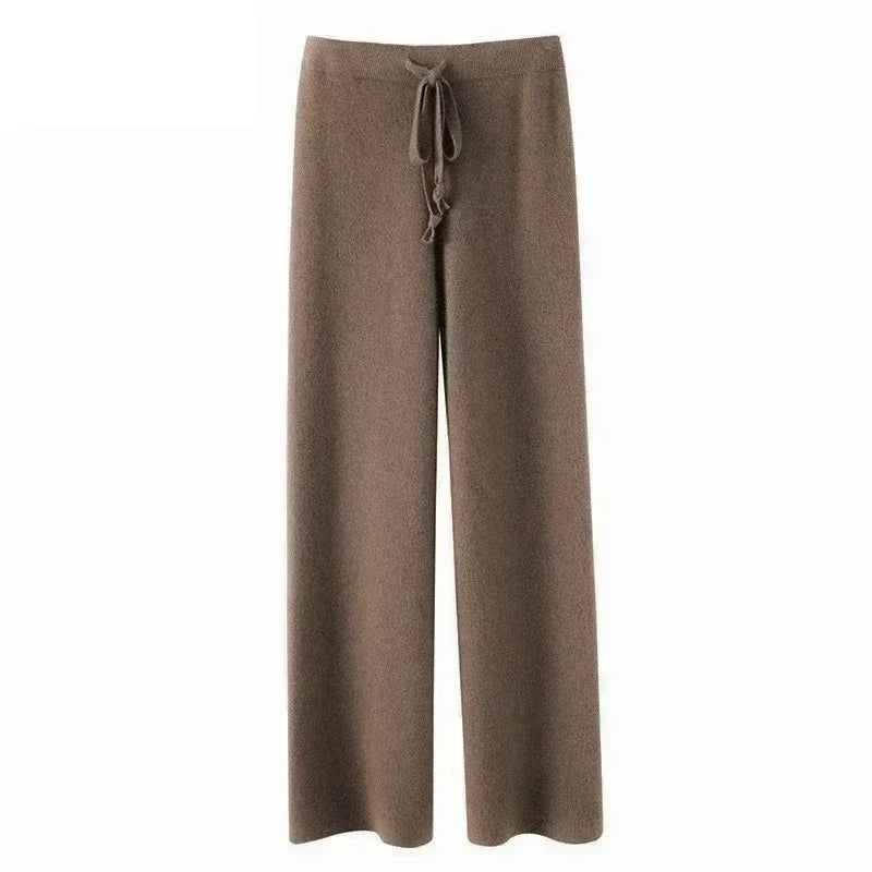 Wool Knitted Wide-leg Trousers