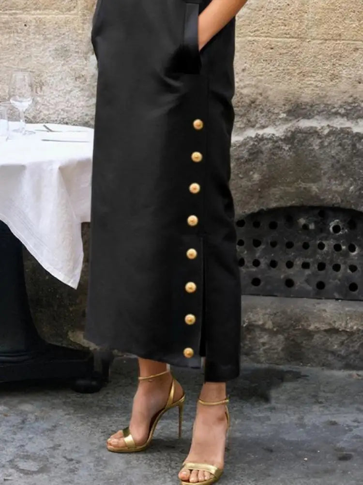 Yeezzi Split-Side Buttoned Dress