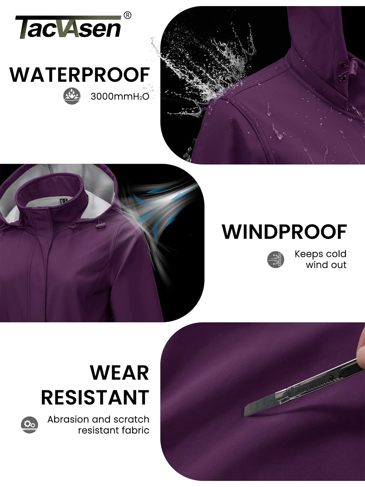 TACVASEN Long Hooded Fleece Lined Jacket