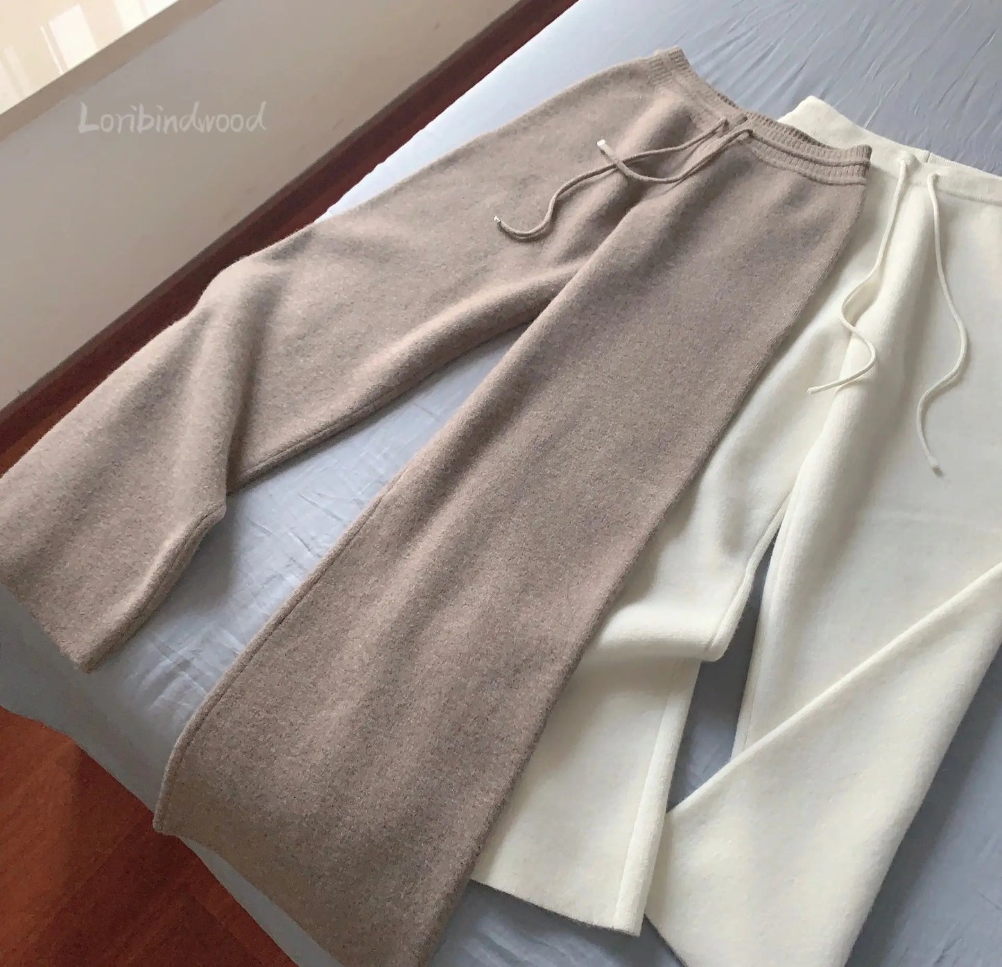 Wool Knitted Wide-leg Trousers