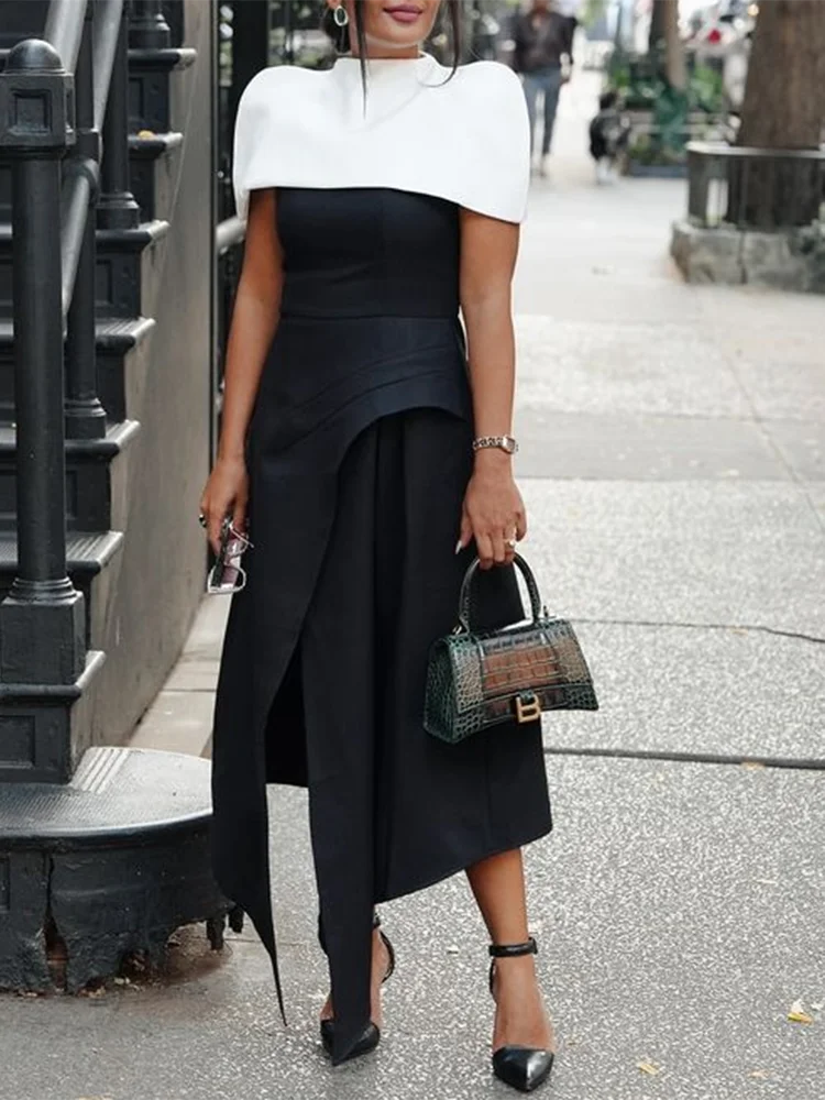 VGH Spliced Shawl Long Dress