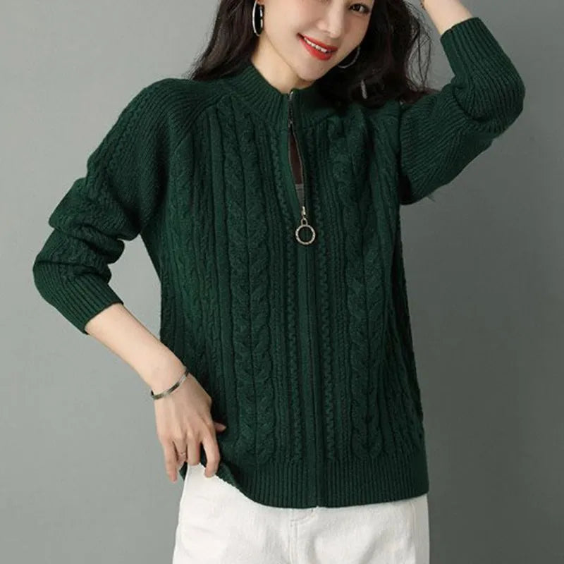 Zipper Knitted Cardigan Sweater