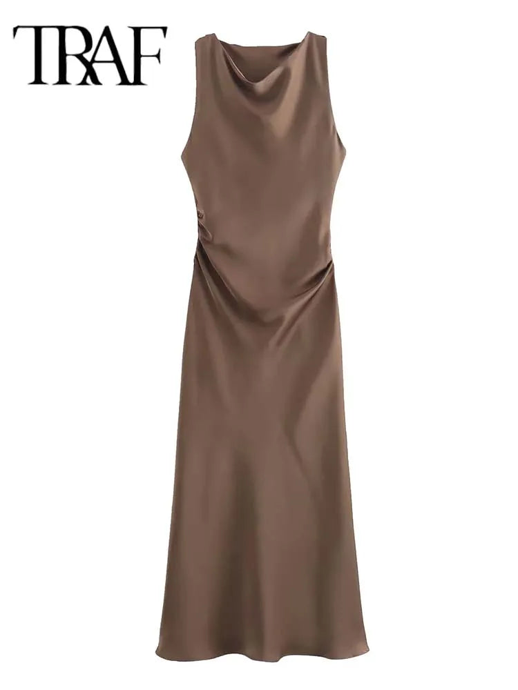 TRAF Satin Long Dress