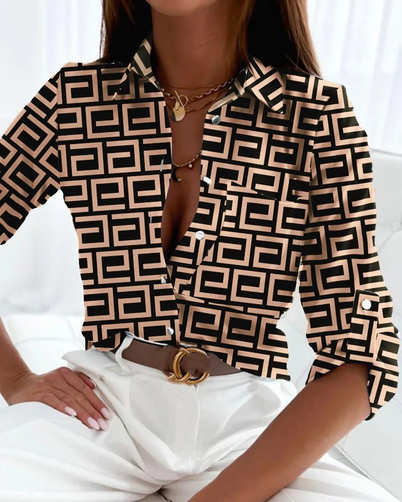 Long Sleeve Print Blouse