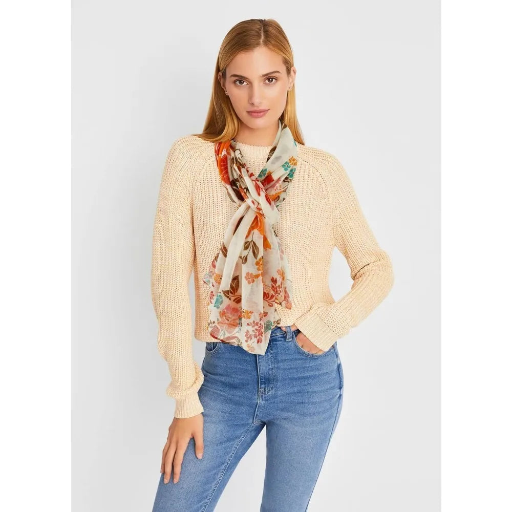 Lightweight Cotton Floral Print Women’s Scarf