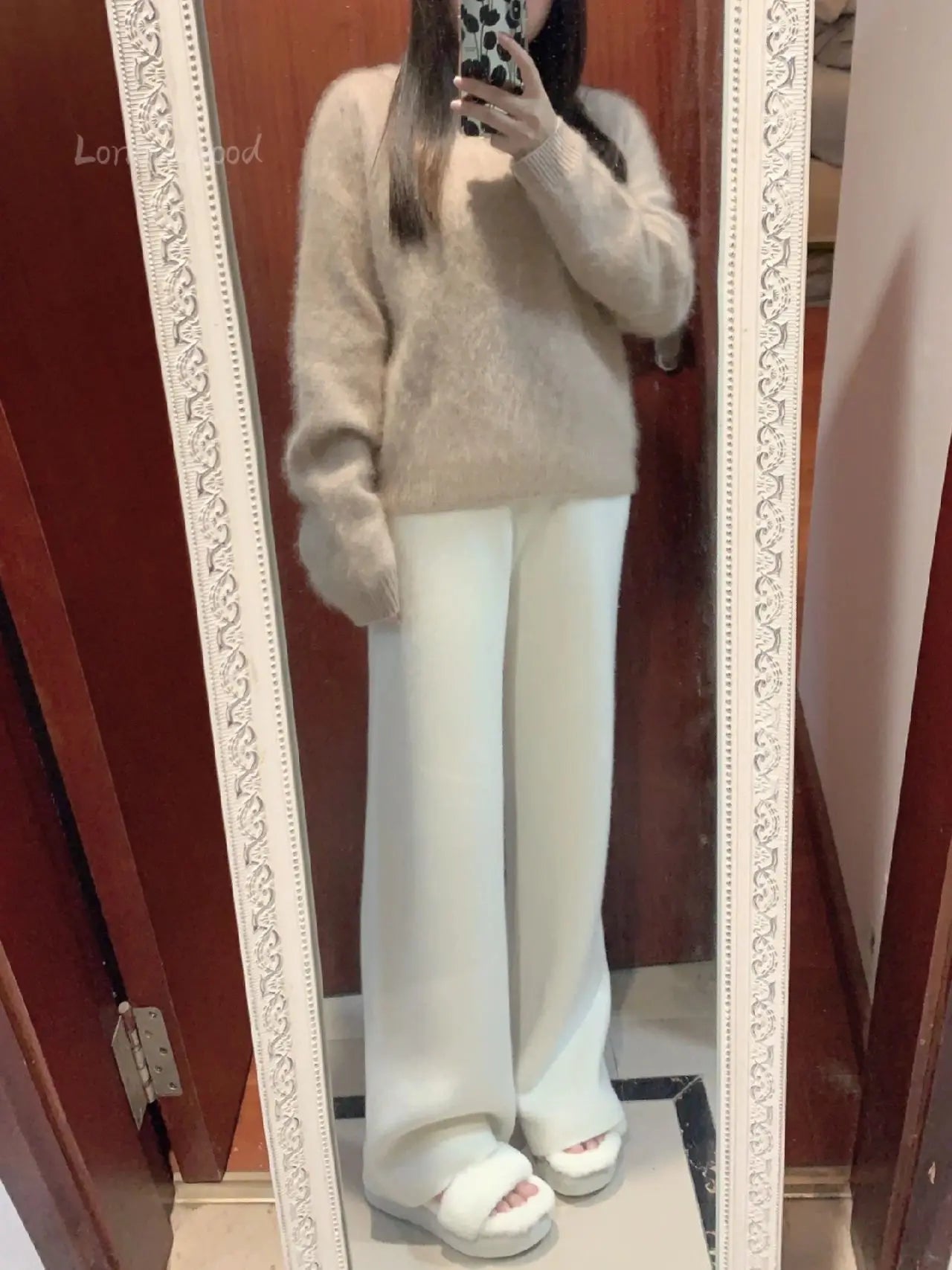 Wool Knitted Wide-leg Trousers