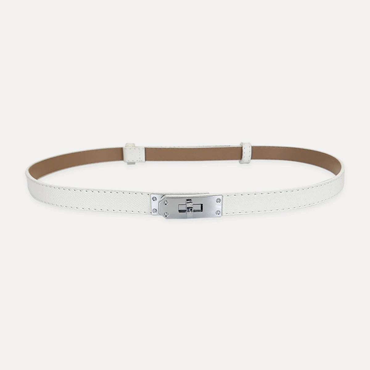 Luxury Adjustable Thin PU Leather Belt with Metal Buckle