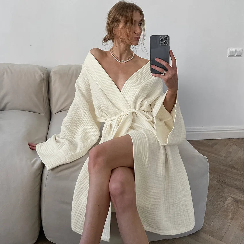 100% Cotton Women's Long Robe