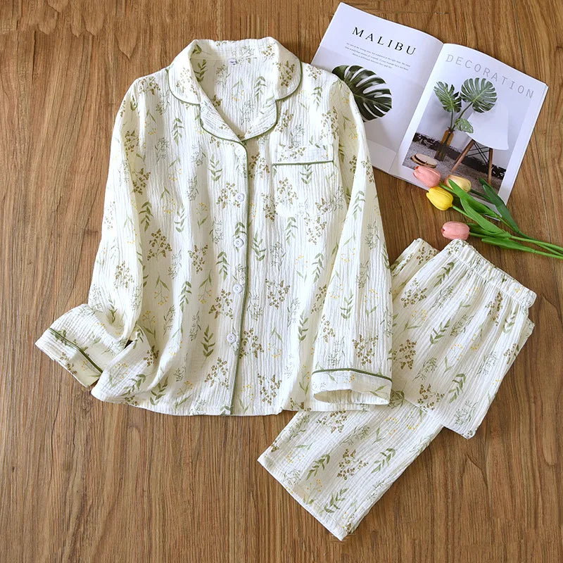2025 Pajama Set 100% Cotton Crepe