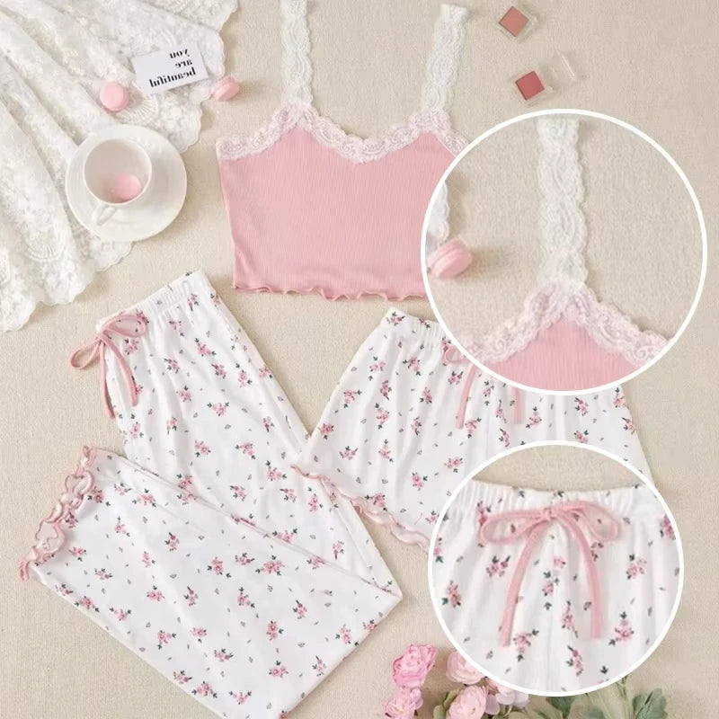 Women's Heart-Shaped Printed Vest Shorts and Pants