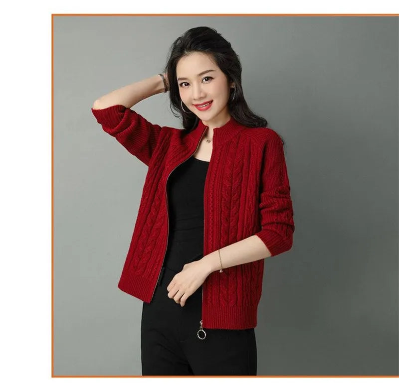 Zipper Knitted Cardigan Sweater