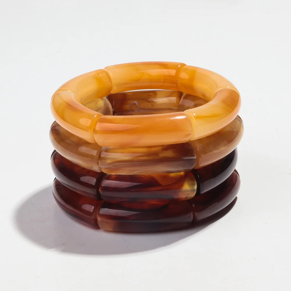 4PCS/Set Amber Bamboo Bracelet Bangles