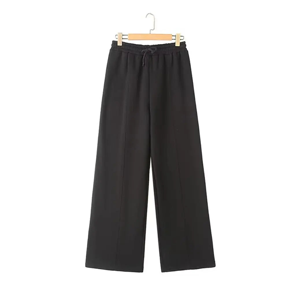 TRAFZA  Fall 2-Piece Bomber Jacket And Wide Leg Pants
