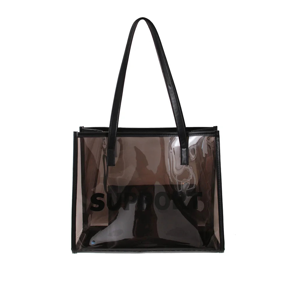Clear PVC Tote Handbag with Zipper Pouch – Large Capacity