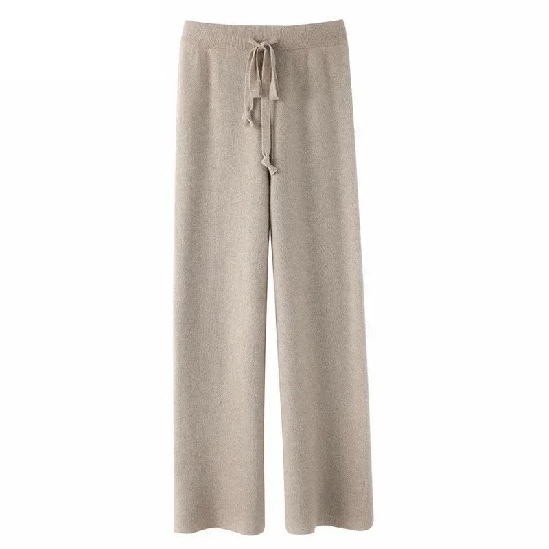 Wool Knitted Wide-leg Trousers