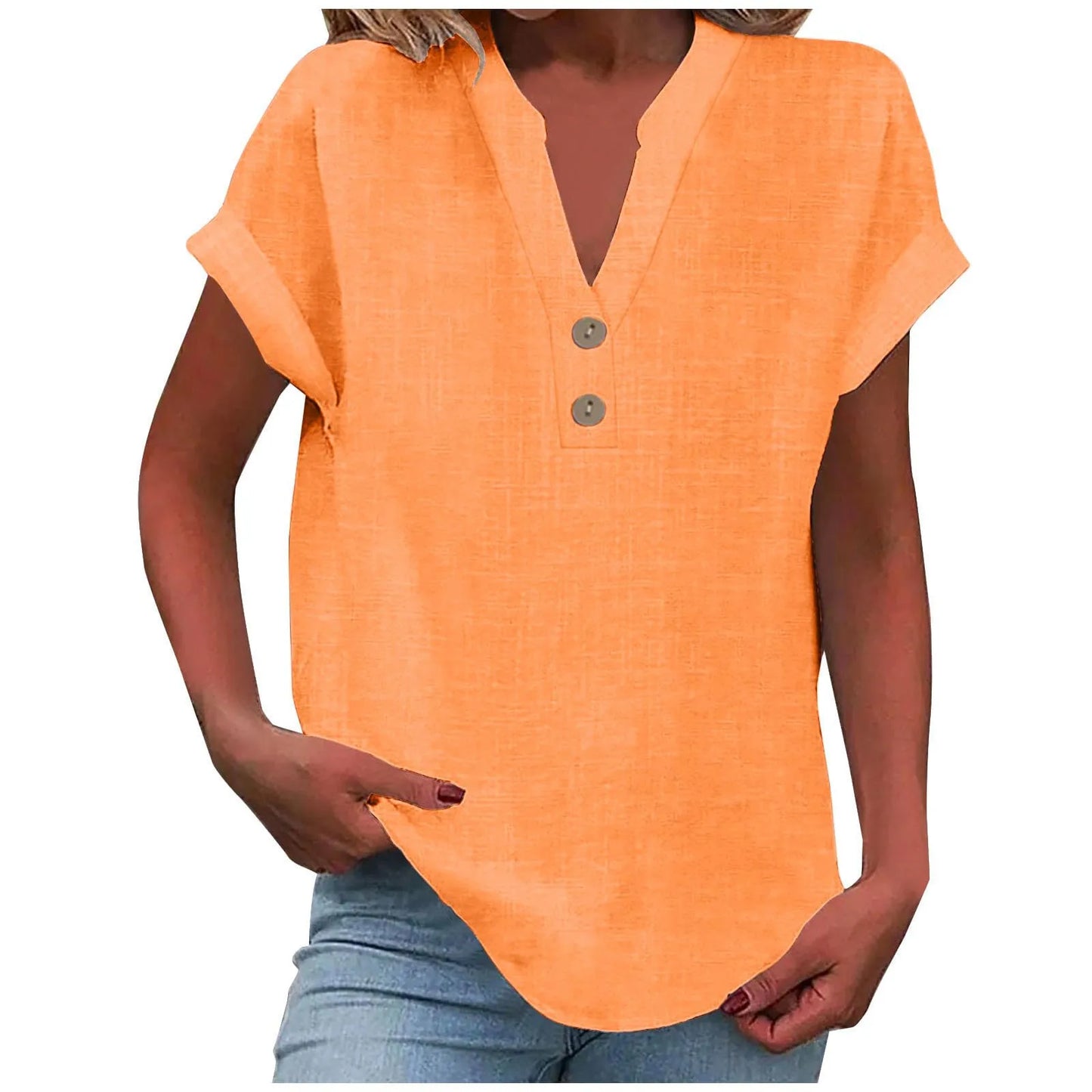 Cotton Linen V-neck Shirt