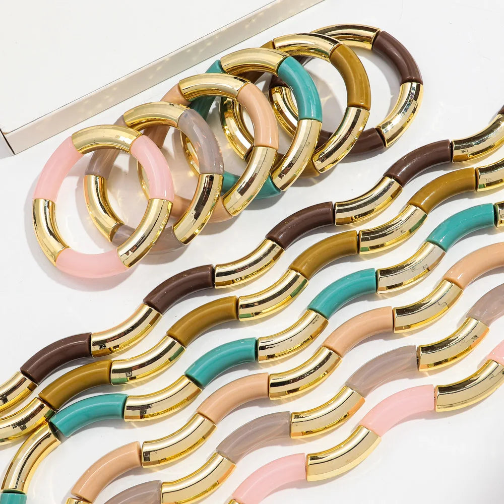 4PCS/Set Amber Bamboo Bracelet Bangles