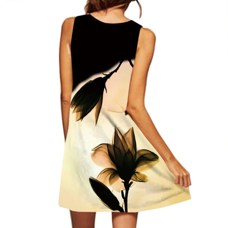 Cross-border V-neck Sleeveless Medium Length Dress