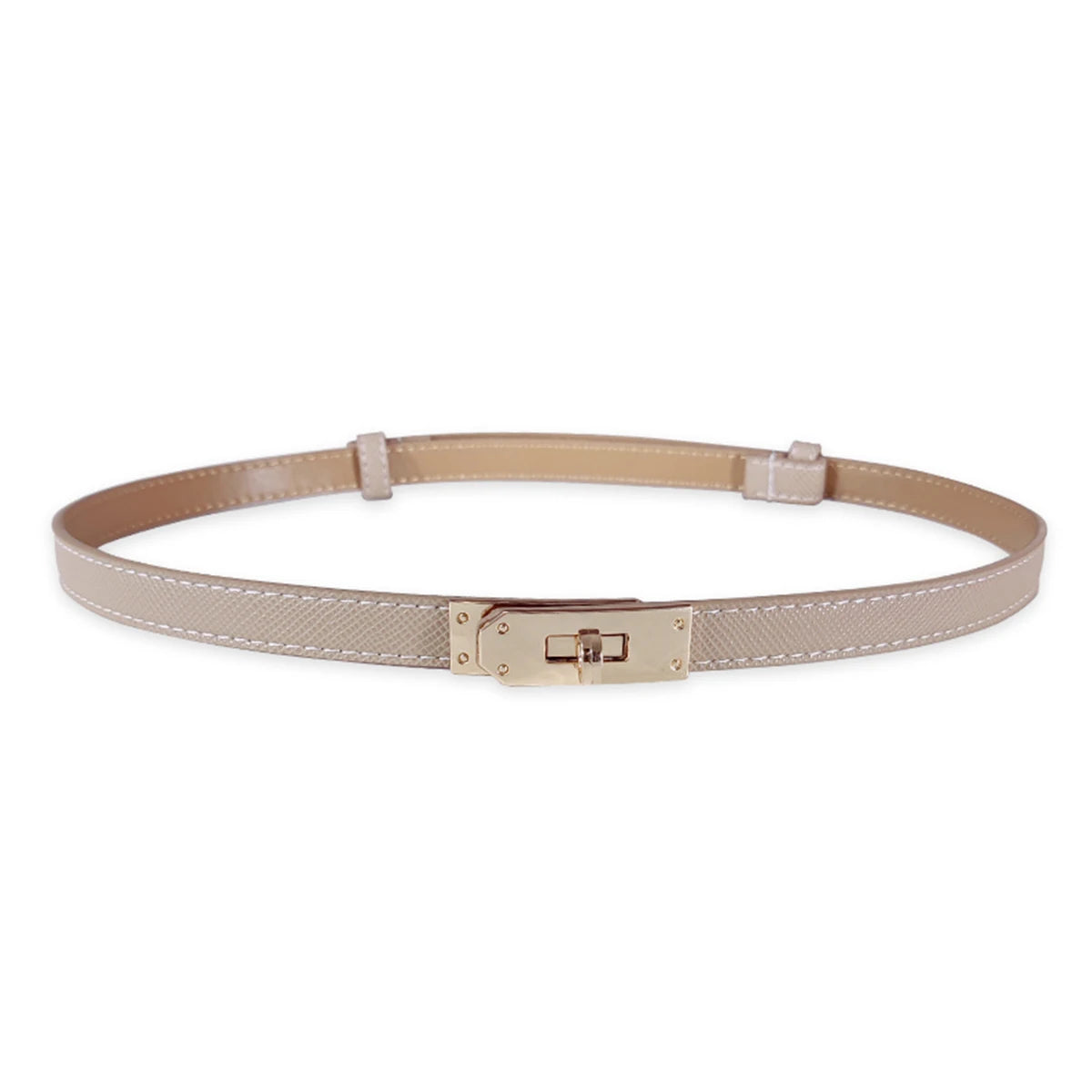 Luxury Adjustable Thin PU Leather Belt with Metal Buckle