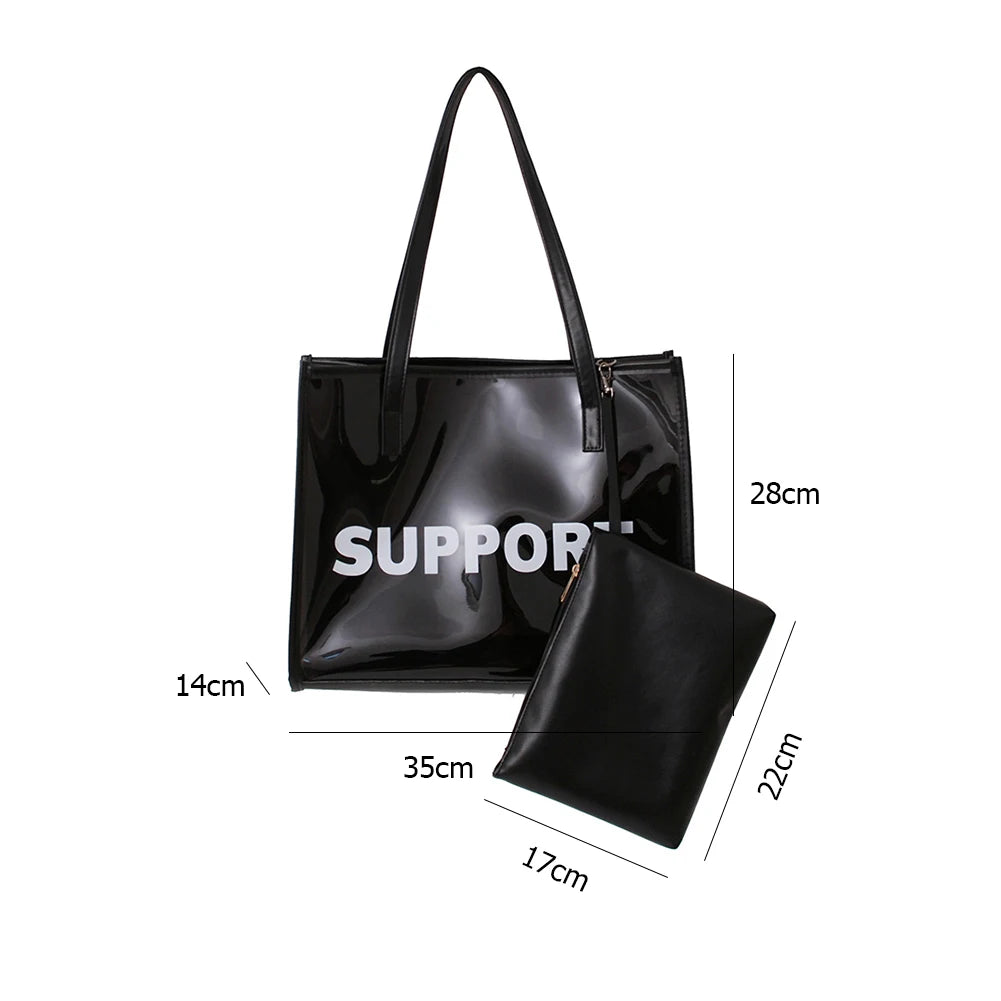 Clear PVC Tote Handbag with Zipper Pouch – Large Capacity