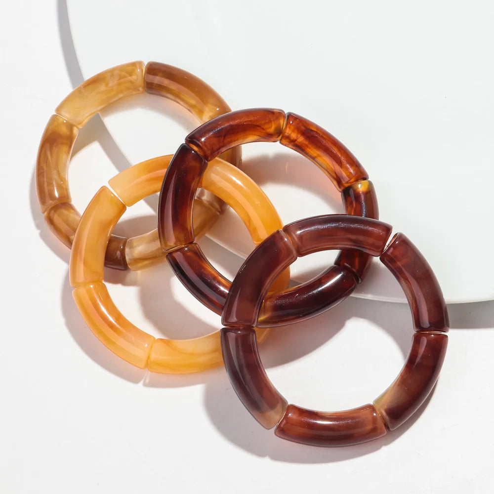 4PCS/Set Amber Bamboo Bracelet Bangles