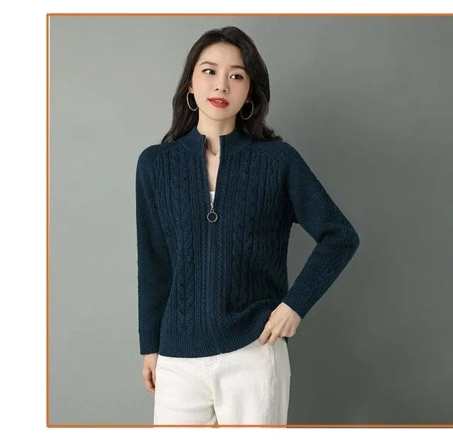 Zipper Knitted Cardigan Sweater