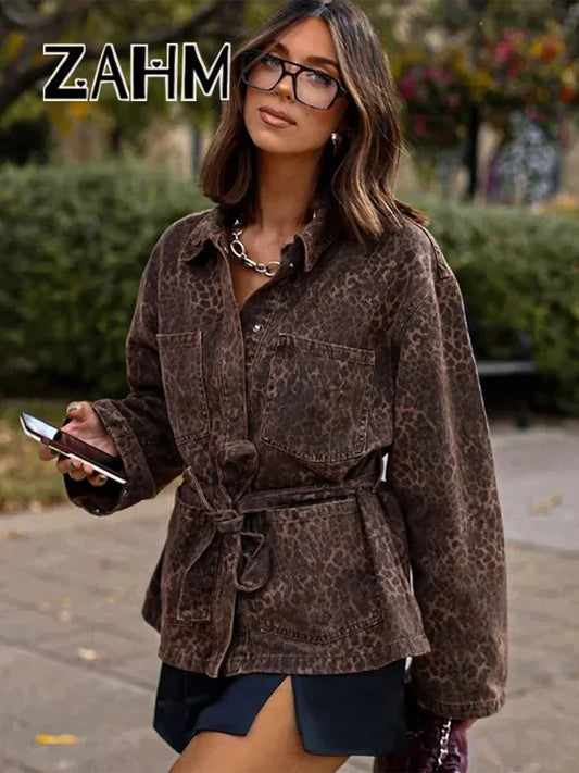 Belted Leopard Print Jacket