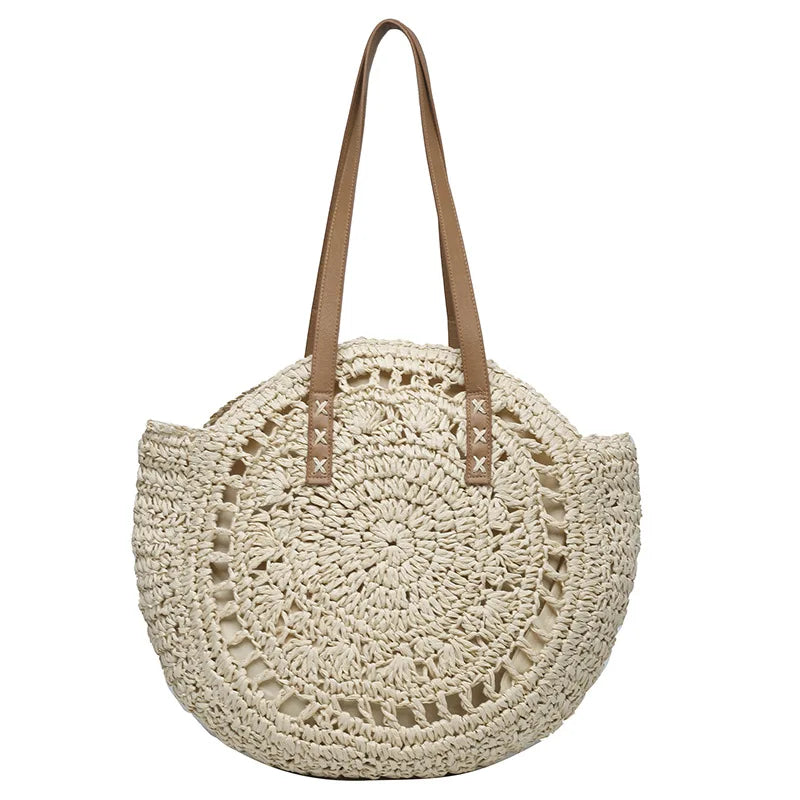 Round Straw Woman's Summer Handbag