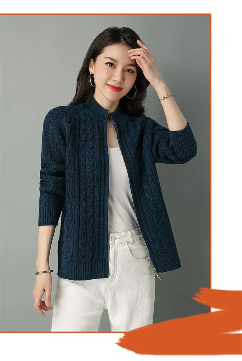 Zipper Knitted Cardigan Sweater